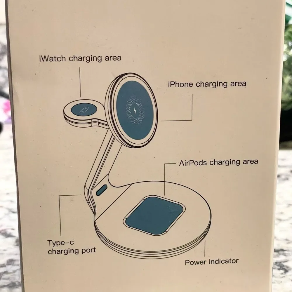 3-in-1 Wireless Charging Station - Silver For iPhone, AirPods & Apple Watch